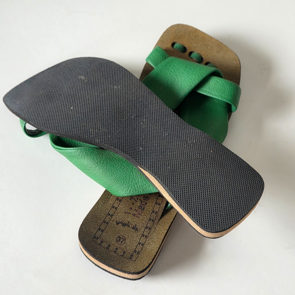 Green Leather Women's Sandals Size 37, Made In Egypt - Picture 7 of 7
